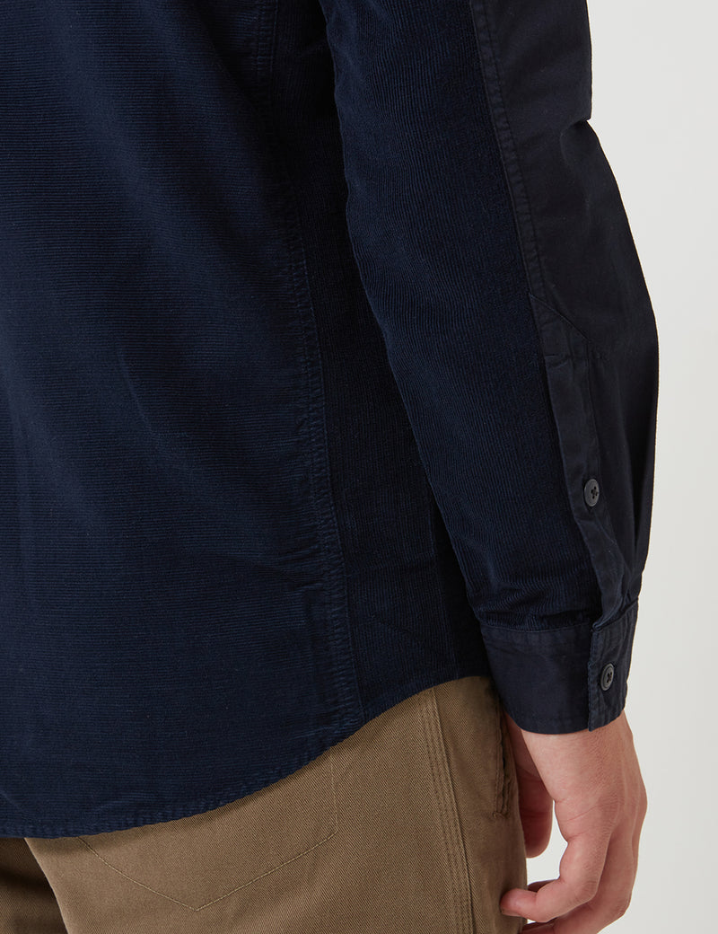 Folk Fraction Shirt (Cord) - Dark Navy Blue