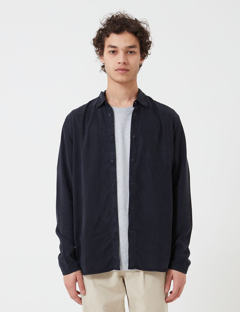 Folk Soft Stitch Pocket Shirt - Navy Blue