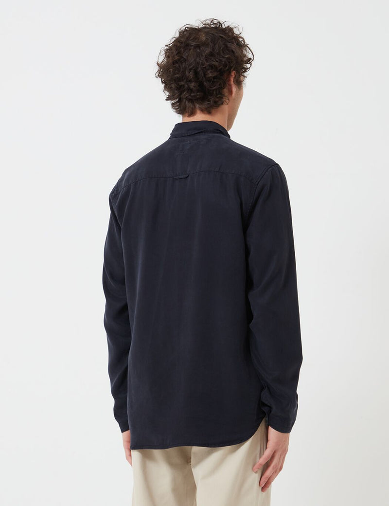 Folk Soft Stitch Pocket Shirt - Navy Blue