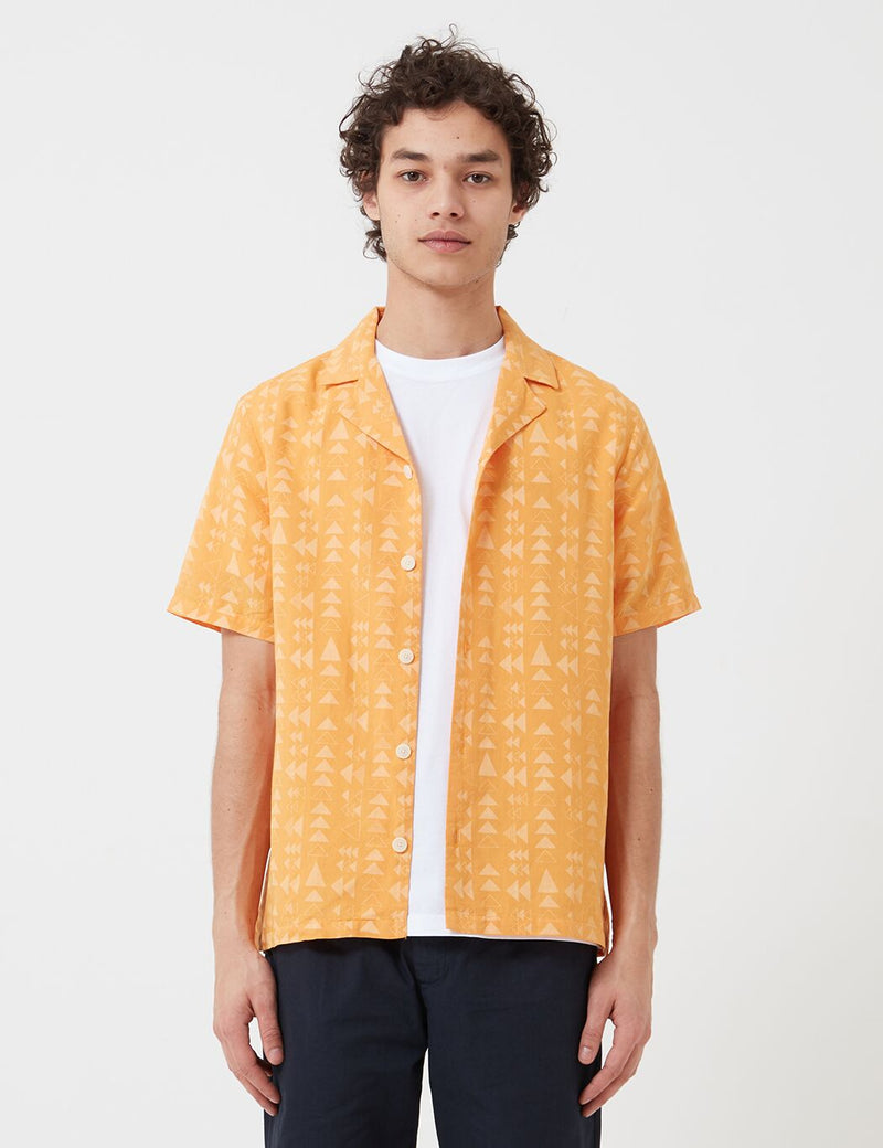 Folk Soft Collar Shirt (Tile Print) - Marigold