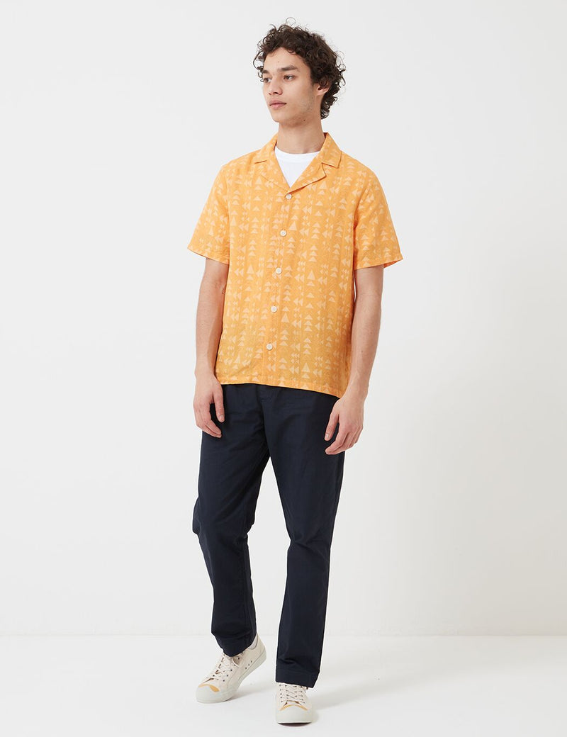 Folk Soft Collar Shirt (Tile Print) - Marigold
