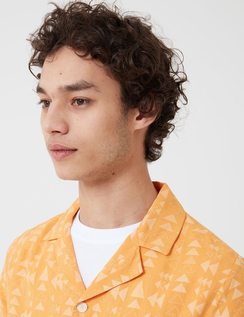 Folk Soft Collar Shirt (Tile Print) - Marigold
