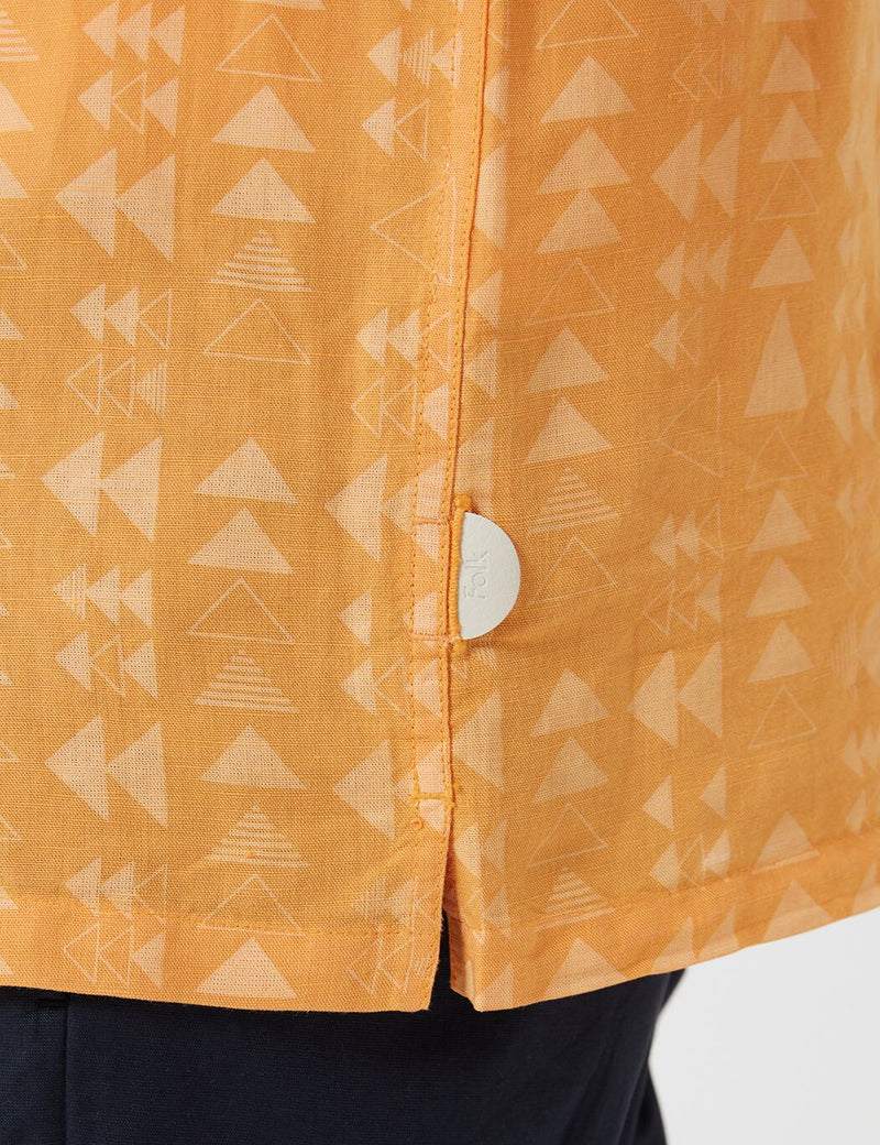 Folk Soft Collar Shirt (Tile Print) - Marigold