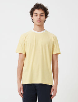 Folk 1x1 Stripe T-Shirt - Light Gold/Ecru