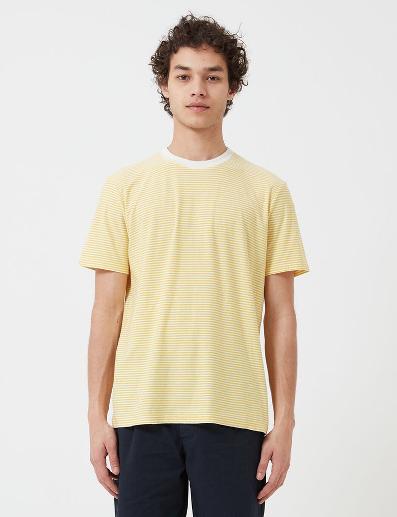 Folk 1x1 Stripe T-Shirt - Light Gold/Ecru