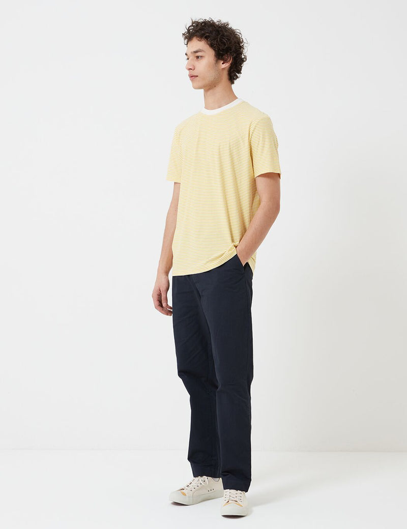 Folk 1x1 Stripe T-Shirt - Light Gold/Ecru