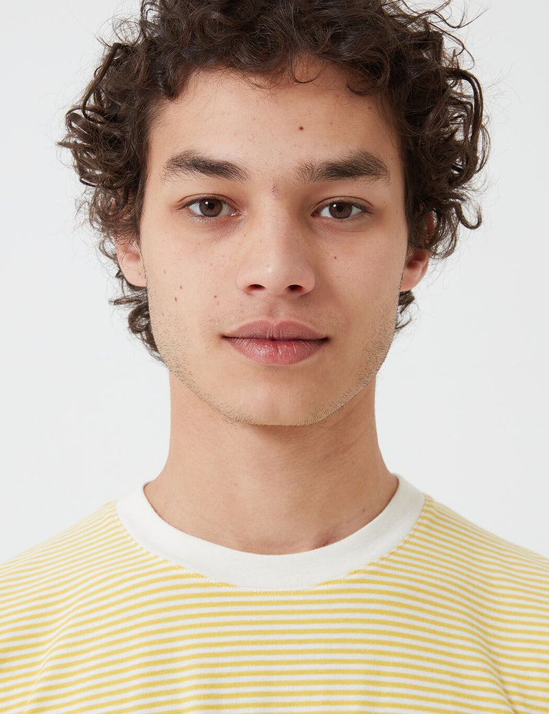 Folk 1x1 Stripe T-Shirt - Light Gold/Ecru