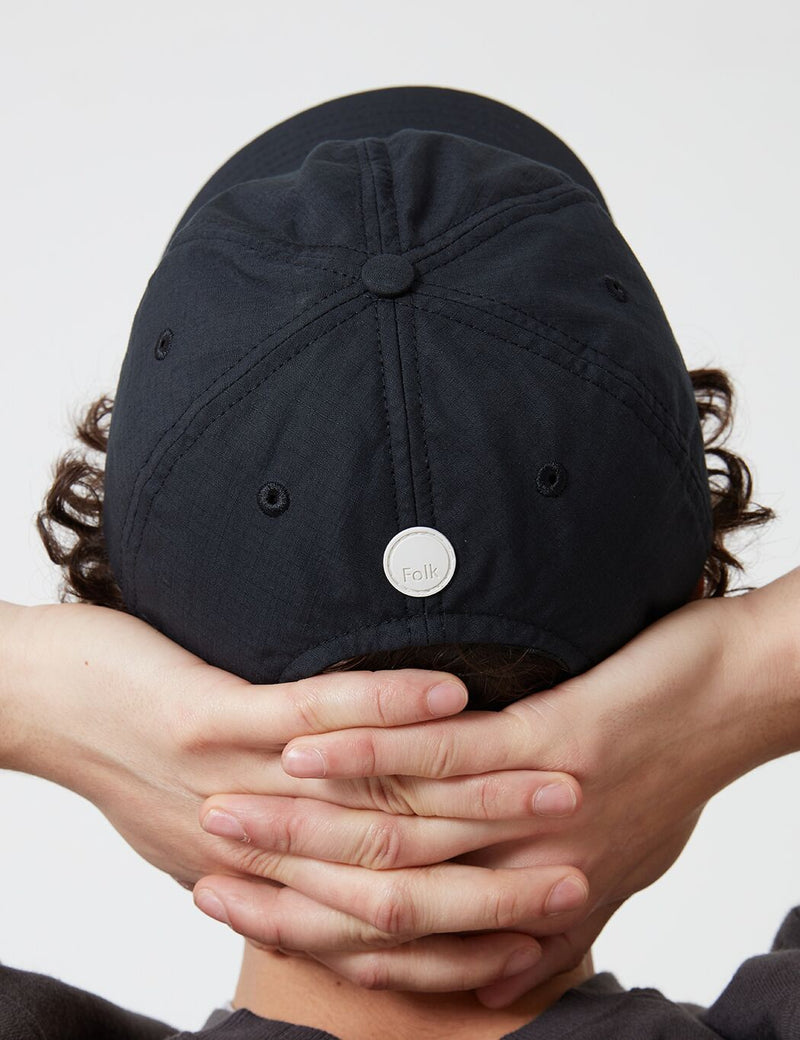 Folk Six Panel Cap - Soft Black