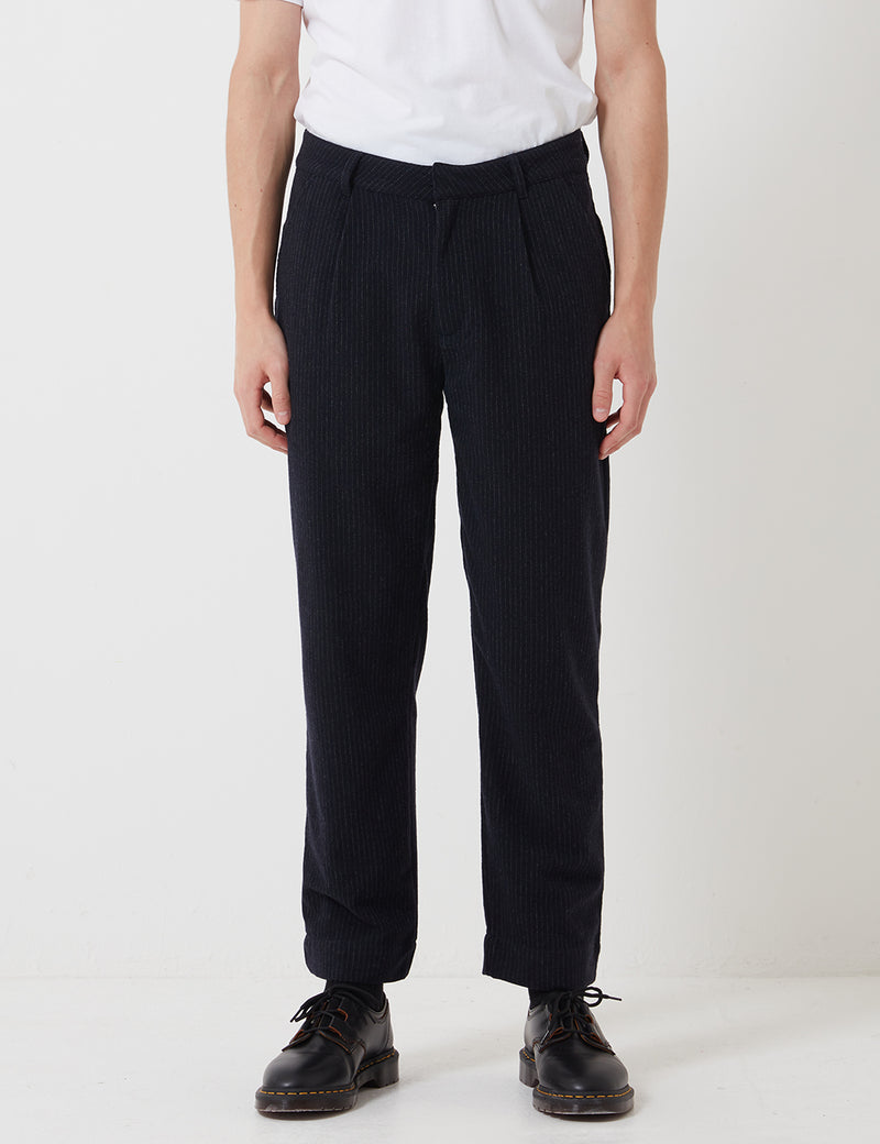 Folk Signal Pant (Pinstripe) - Navy Blue