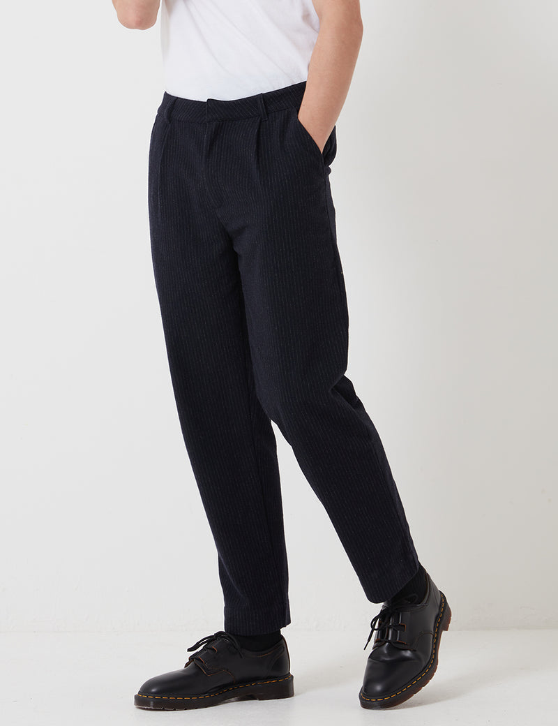 Folk Signal Pant (Pinstripe) - Navy Blue