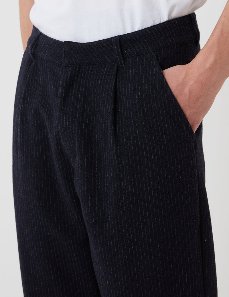 Folk Signal Pant (Pinstripe) - Navy Blue
