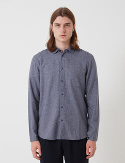 Folk Stitch Pocket Shirt - Brushed Blue Melange