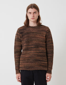 Folk Highlight Crew Sweater - Mottled Brown