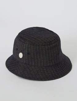 Folk Stub Bucket Hat (Textured Stripe) - Navy Blue