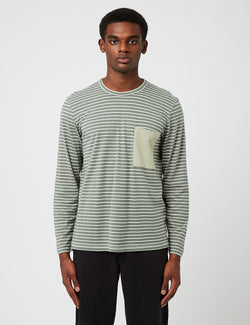 Folk Slack Long Sleeve T-Shirt (Stripe) - Fern Green