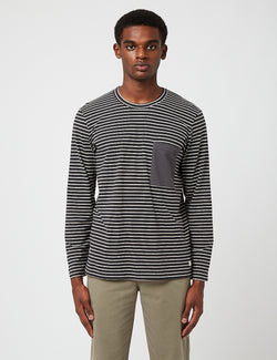 Folk Slack Long Sleeve T-Shirt (Stripe) - Slate Melange