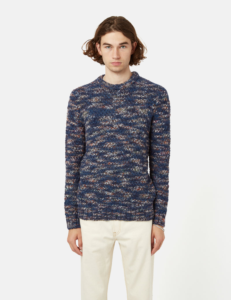 Folk Mixed Yarn Crew - Ink Blue Mix