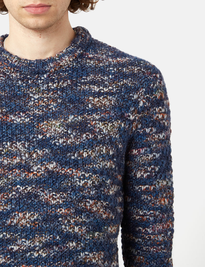 Folk Mixed Yarn Crew - Ink Blue Mix