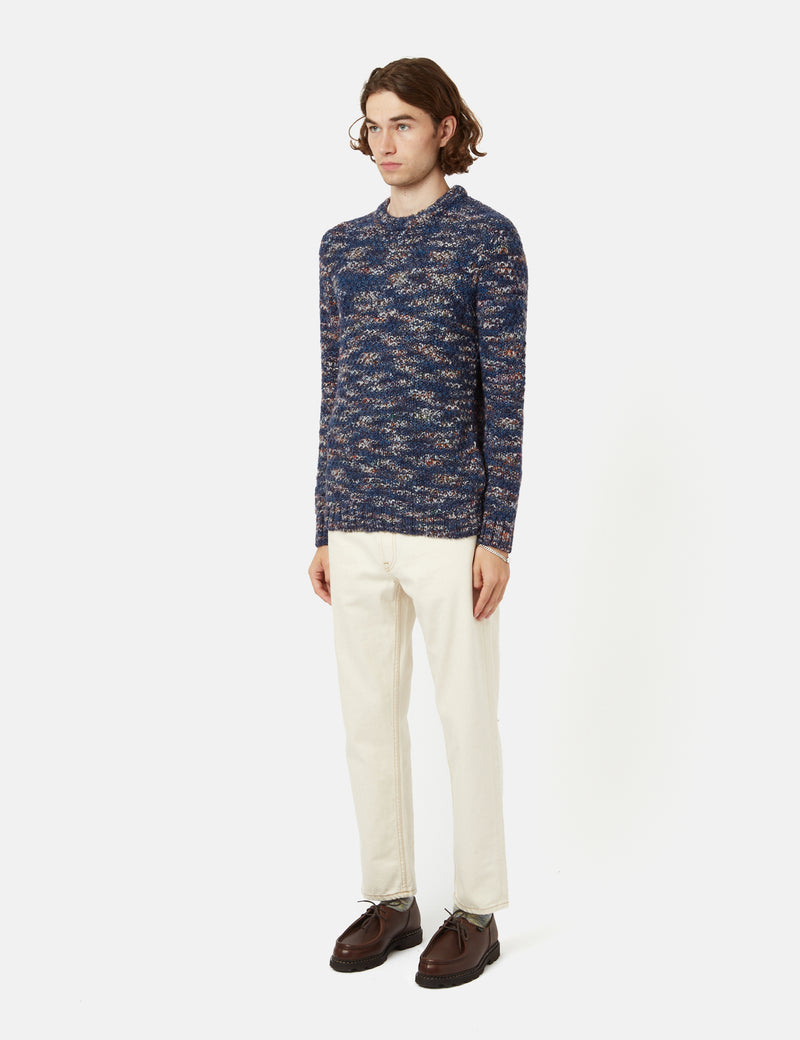 Folk Mixed Yarn Crew - Ink Blue Mix