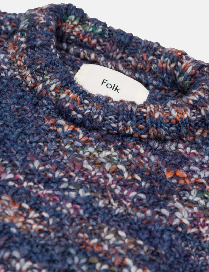 Folk Mixed Yarn Crew - Ink Blue Mix