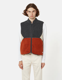 Folk Puzzle Fleece Vest - Slate Copper Brown Mix