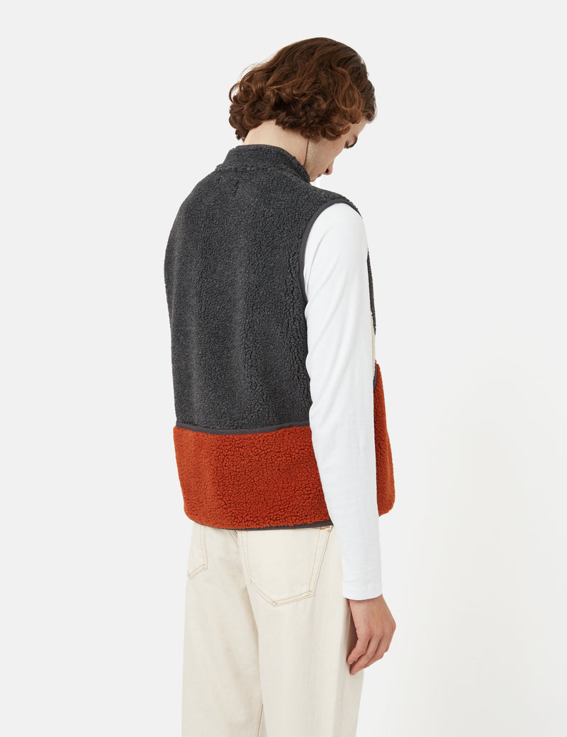 Folk Puzzle Fleece Vest - Slate Copper Brown Mix