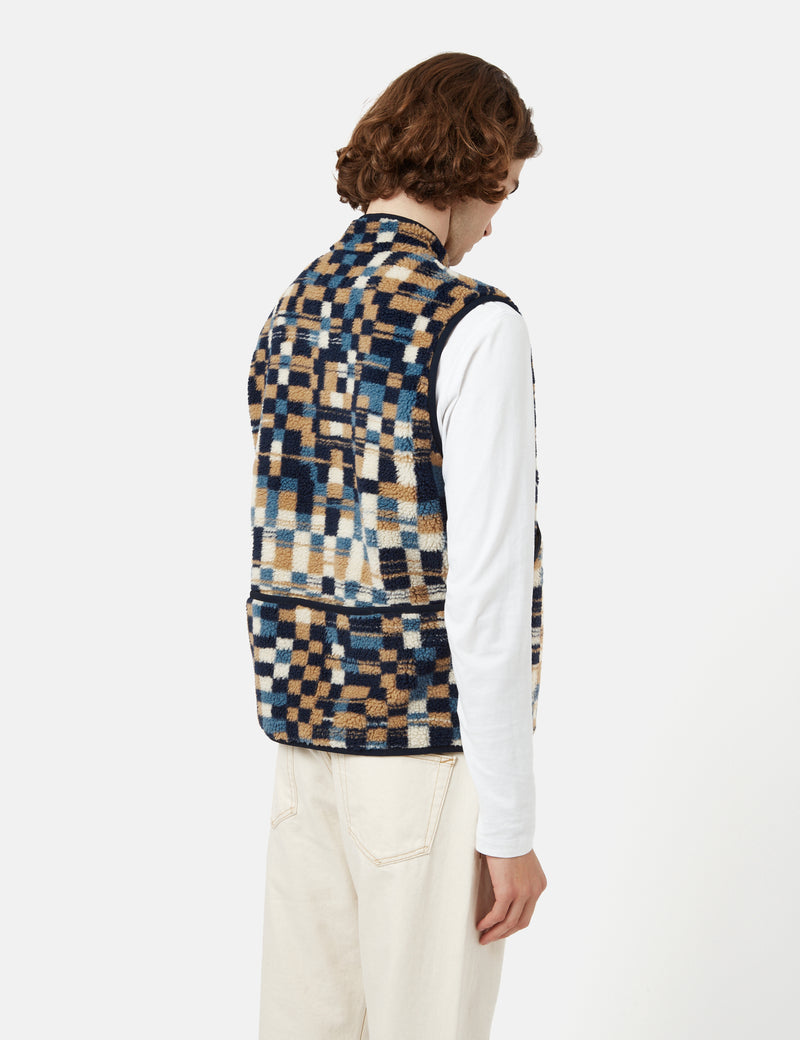Folk Puzzle Fleece Vest - Warp Checkerboard