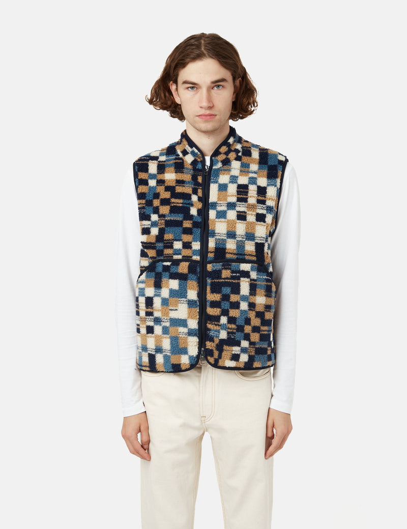 Folk Puzzle Fleece Vest - Warp Checkerboard