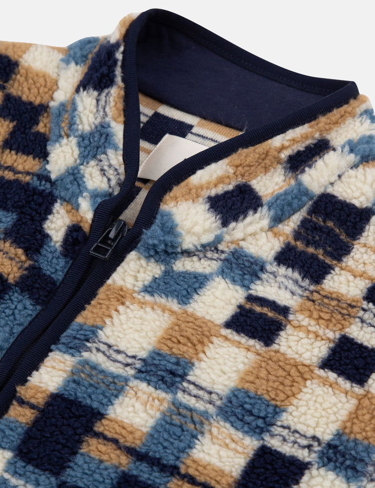 Folk Puzzle Fleece Vest - Warp Checkerboard