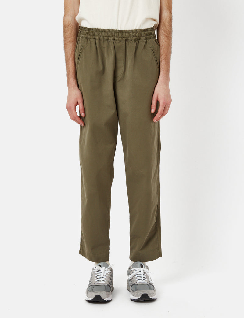 Folk Pantalon à cordon de serrage (Coupe détendue) - Vert olive