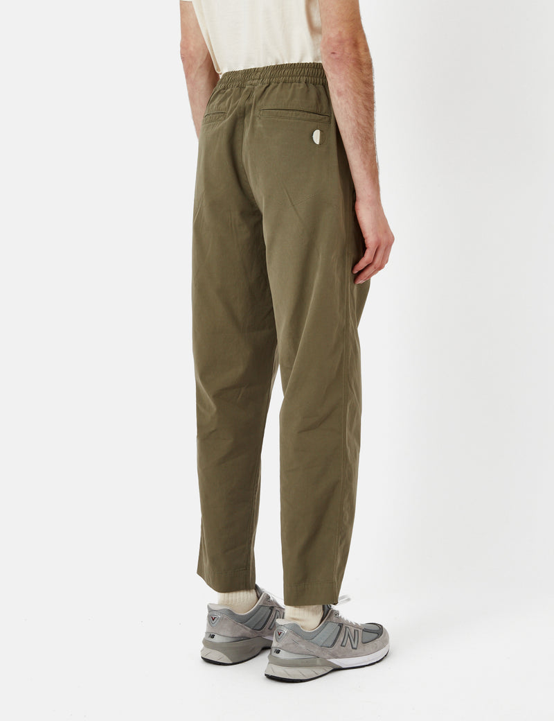 Folk Pantalon à cordon de serrage (Coupe détendue) - Vert olive