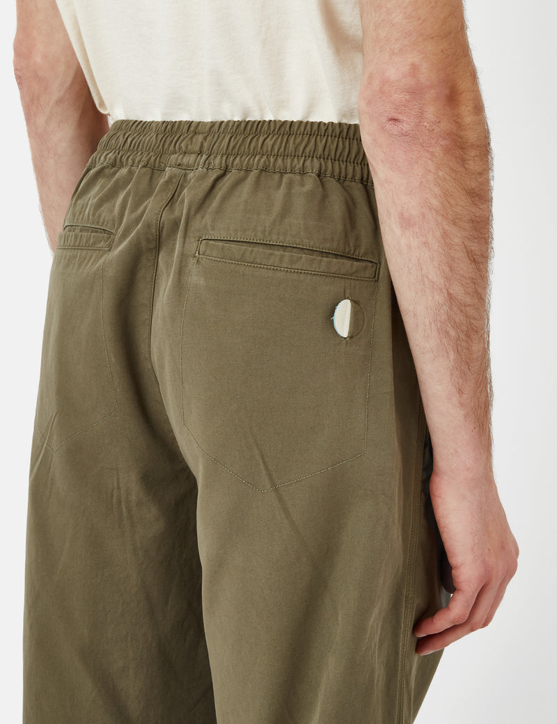 Folk Pantalon à cordon de serrage (Coupe détendue) - Vert olive