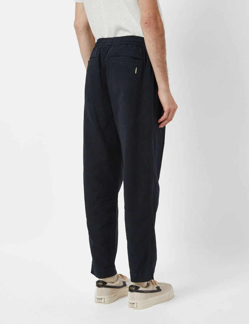 Folk Drawcord Assembly Linen Pant (Relax Taper) - Soft Navy Blue