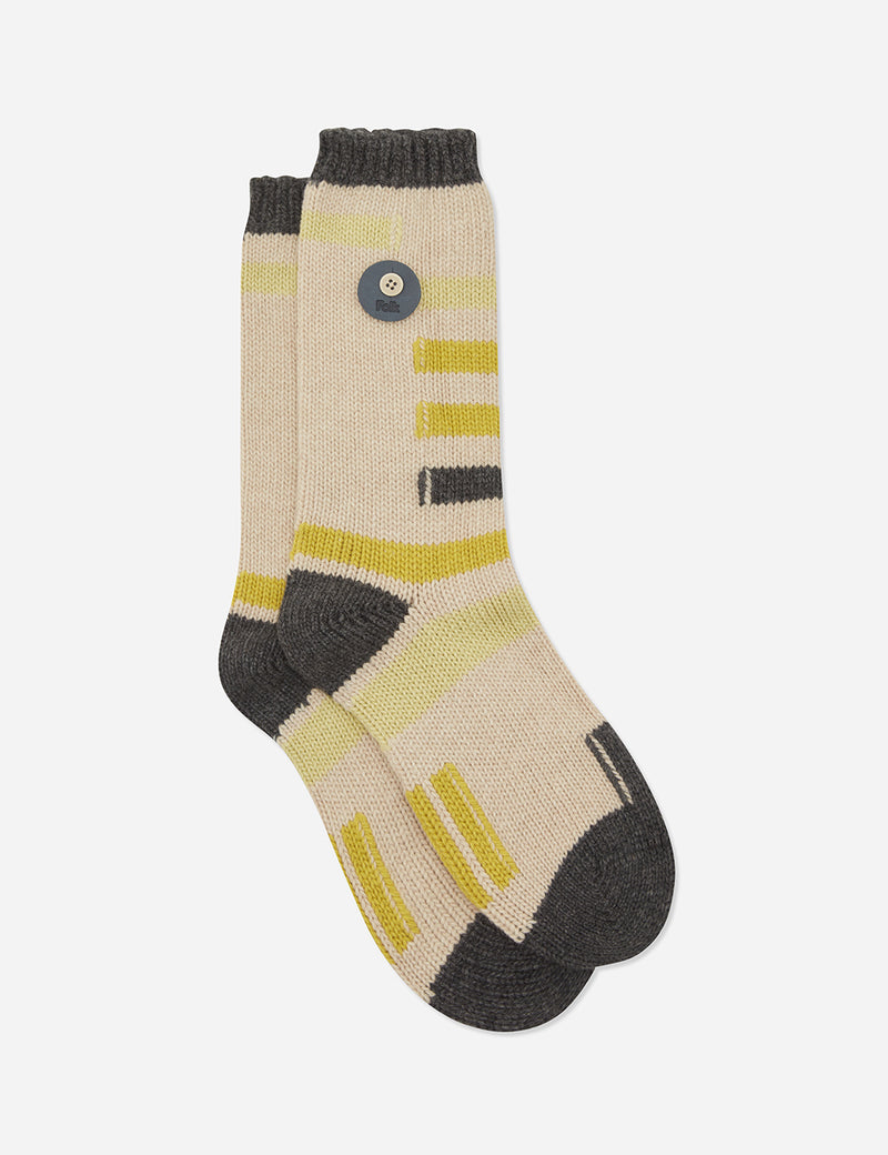 Folk Wool Block Socks - Fawn/Multi