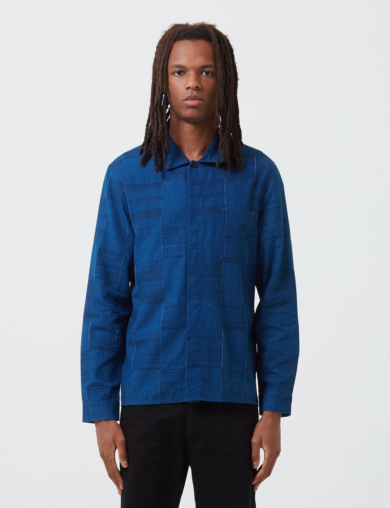 Folk Patch Shirt - Indigo Blue