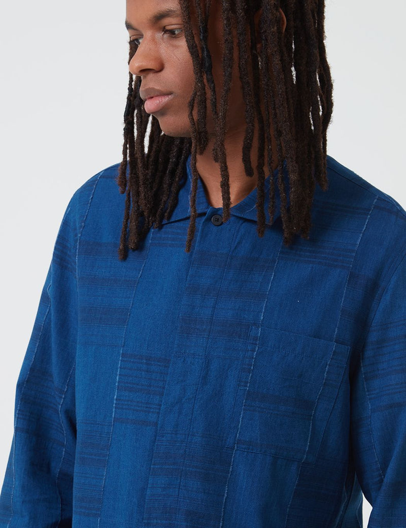 Folk Patch Shirt - Indigo Blue
