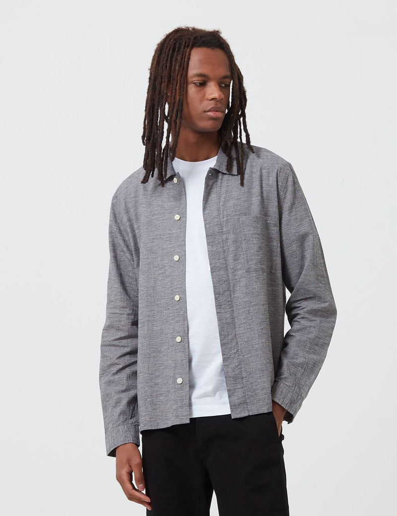 Folk Patch Shirt - Blue Texture