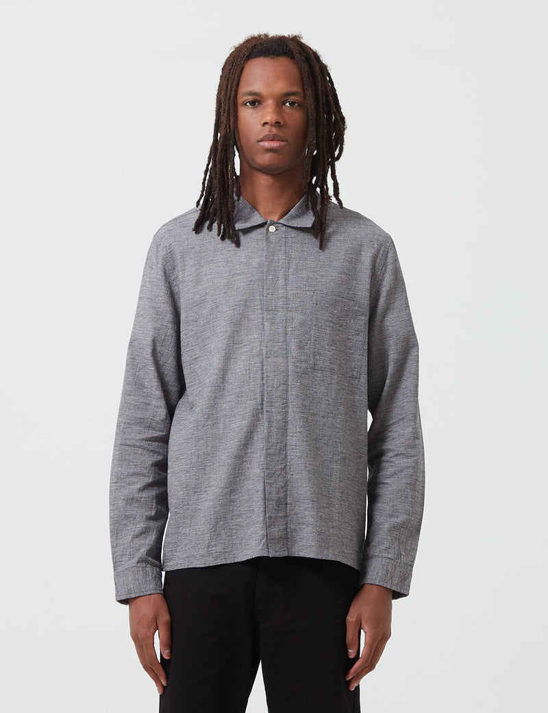 Folk Patch Shirt - Blue Texture