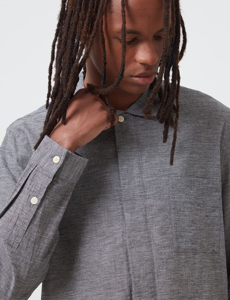 Folk Patch Shirt - Blue Texture