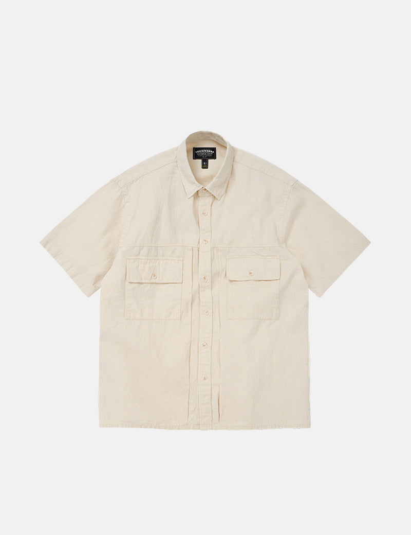 Frizmworks Linen Denim Trucker Half Shirt - Ecru