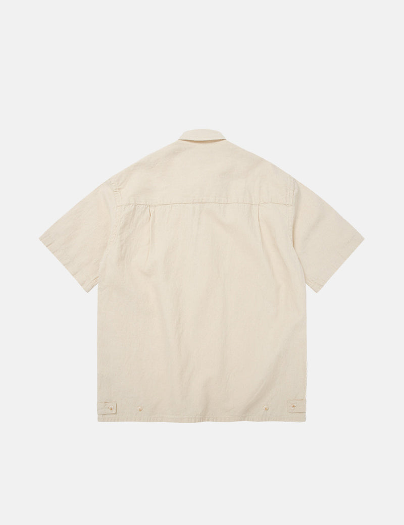Frizmworks Linen Denim Trucker Half Shirt - Ecru