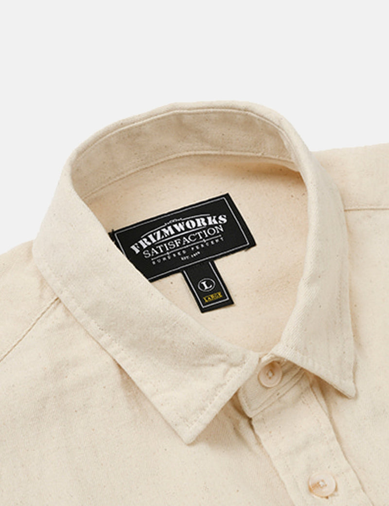 Frizmworks Linen Denim Trucker Half Shirt - Ecru