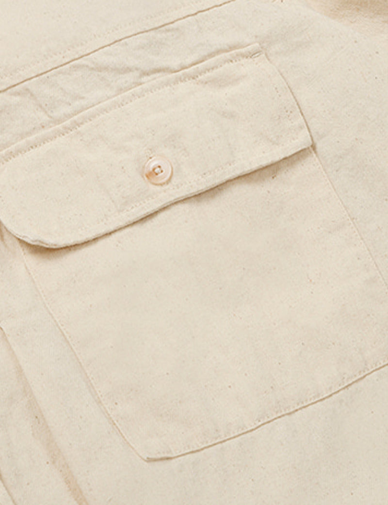 Frizmworks Linen Denim Trucker Half Shirt - Ecru