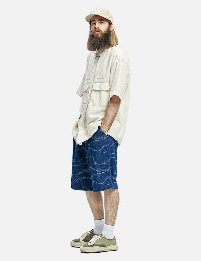 Frizmworks Linen Denim Trucker Half Shirt - Ecru