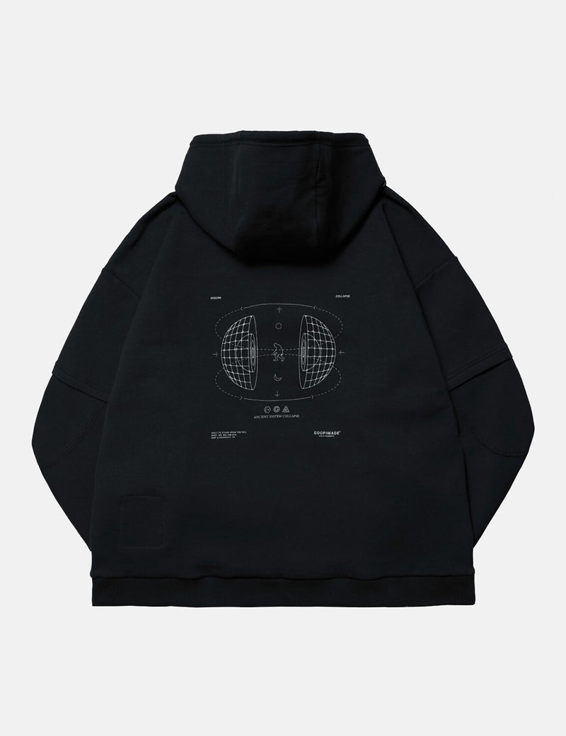 GOOPiMADE Combinatorics Logo Hooded Sweatshirt - Shadow Black