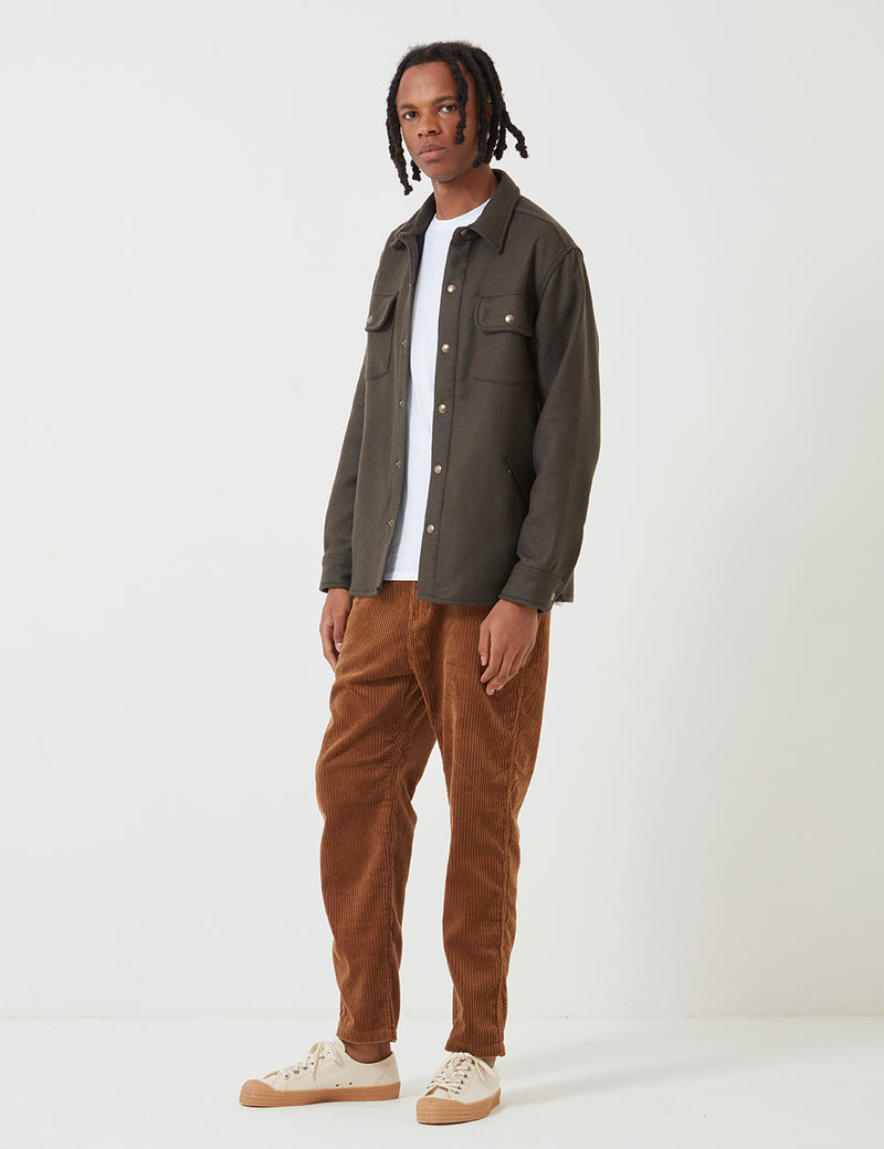 Bleu De Paname Bucheron Shirt Jacket (Melton Wool) - Kaki Green