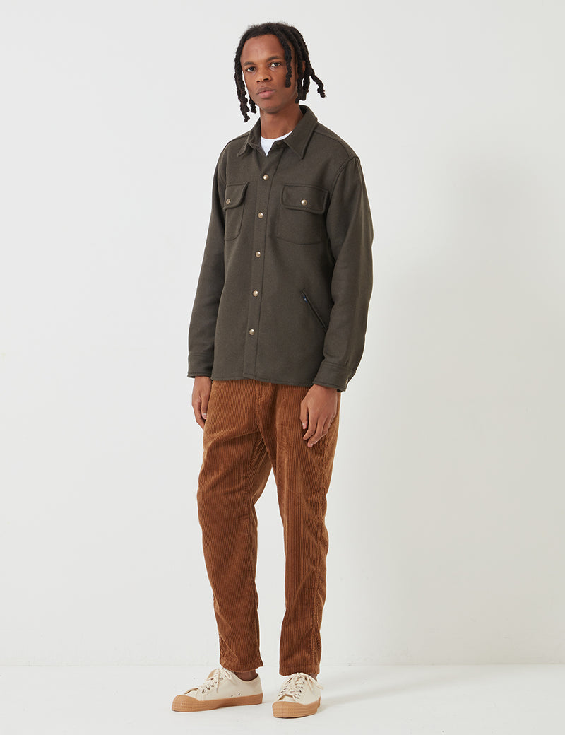 Bleu De Paname Bucheron Shirt Jacket (Melton Wool) - Kaki Green