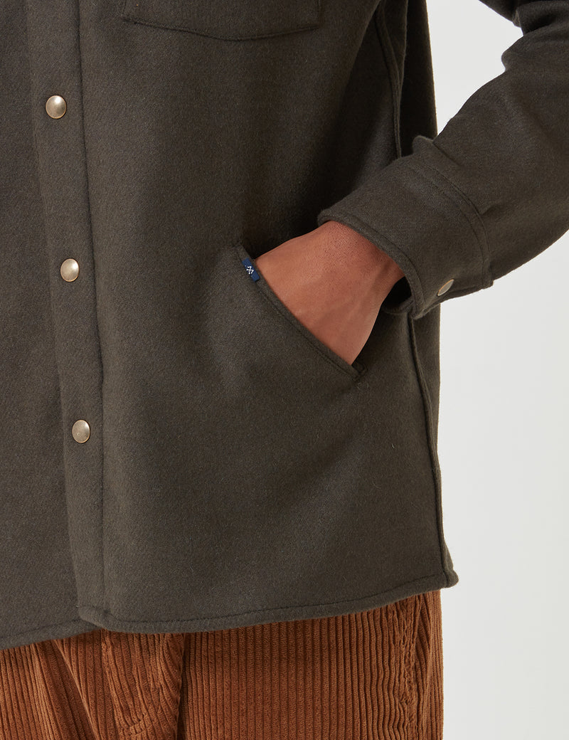 Bleu De Paname Bucheron Shirt Jacket (Melton Wool) - Kaki Green