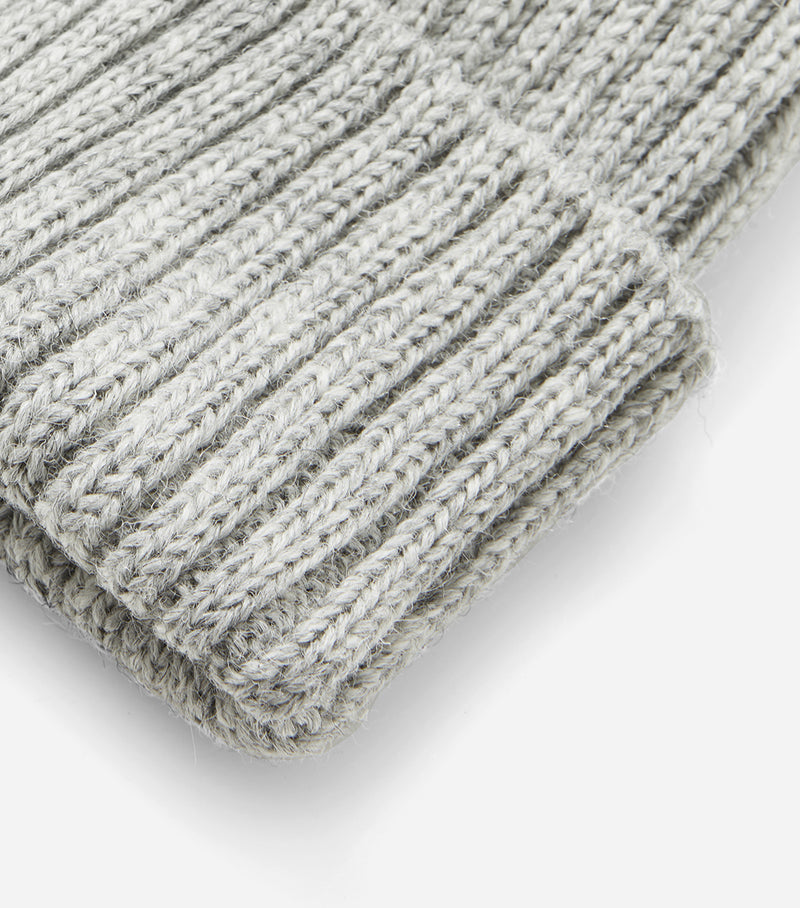Highland Rib Beanie Hat UK Made (Wool) - Light Heather Grey