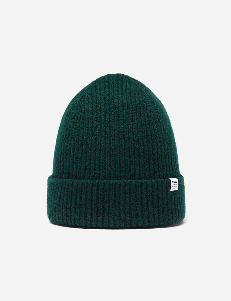 Bhode 'Hawick' Scottish Knitted Beanie Hat (Lambswool) - Tartan Green